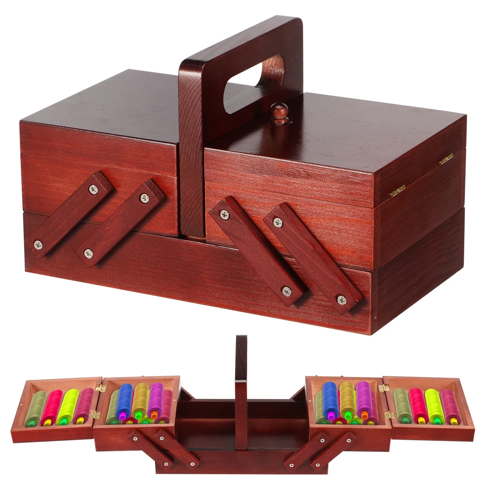 Bobbin Organizer Box - Расширяемый деревянный винтажный органайзер для швейных