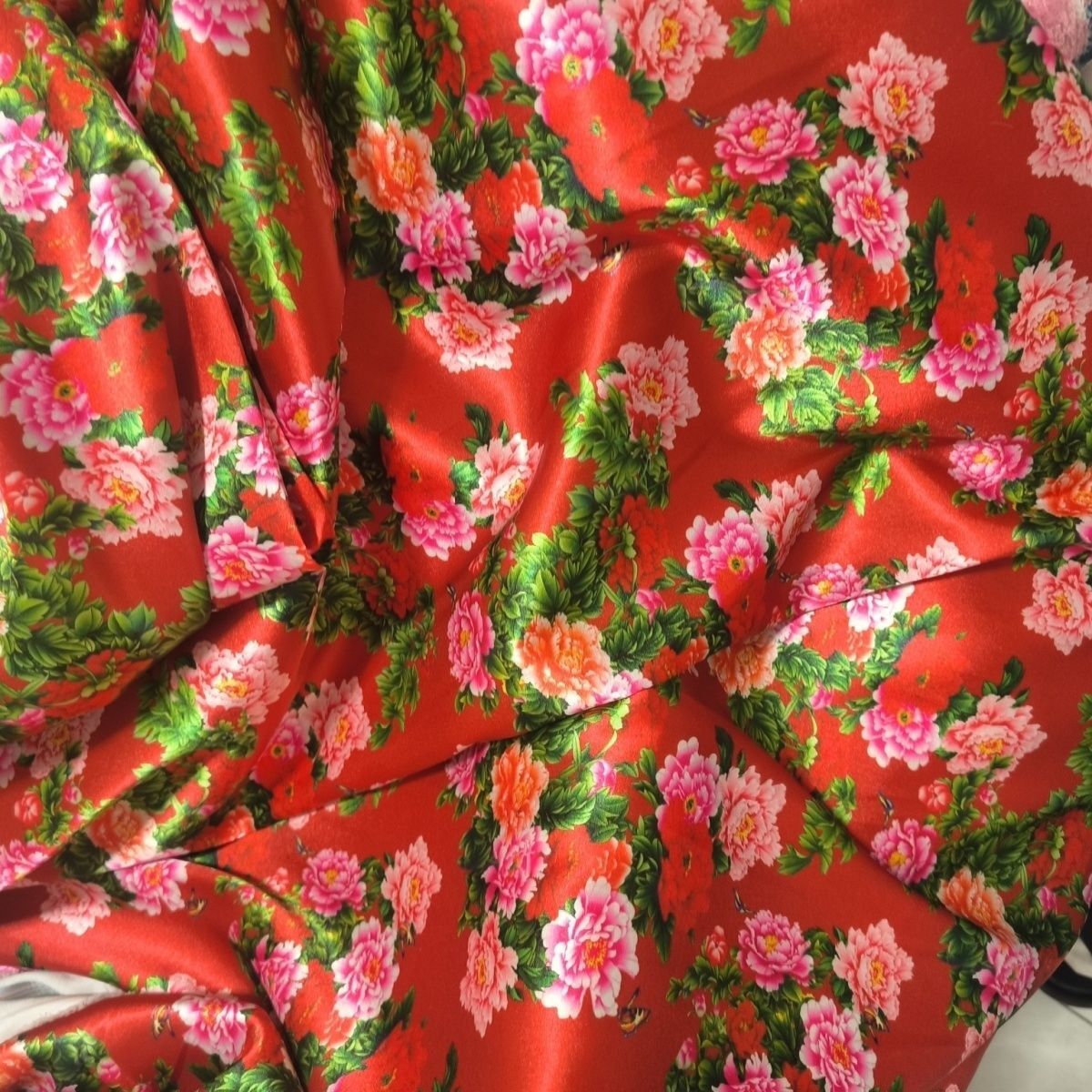 Textile For Sewing - Ацетатная атласная ткань с цветочным принтом,